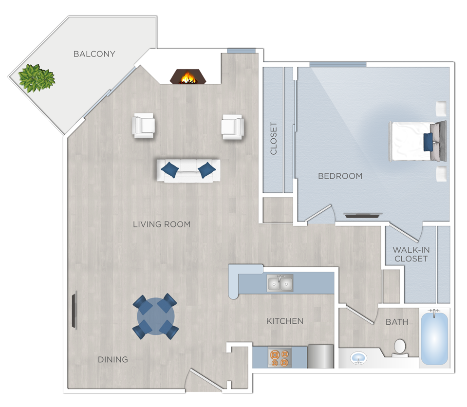 One Bedroom Apartments in Hancock Park - Chelsea Court - F